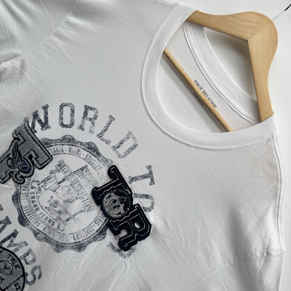 NWT True Religion World Tour Champs Graphic Tee Shirt White Mens XXL $72